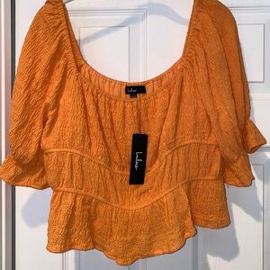 Lulu's Vibrant Orange Textured Top